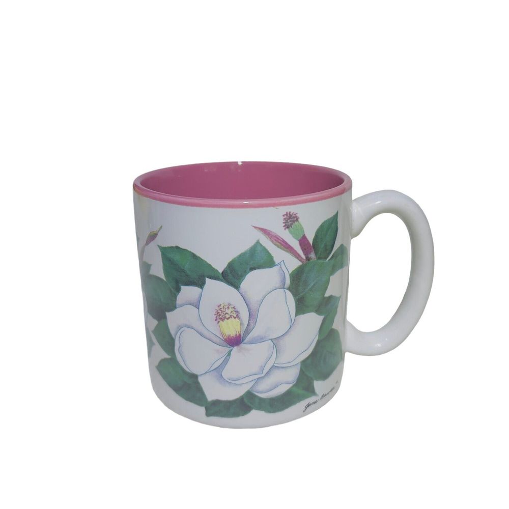 1995 Jane Bowen Flowers Balloons Magnolia 12 oz VTG Coffee Mug Ceramic Bogart GA